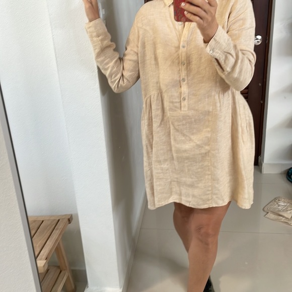 Halston oatmeal linen shirt dress - Picture 12 of 14